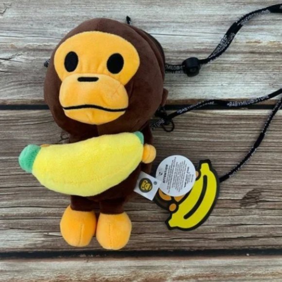 A Bathing Ape Baby Milo Banana Plush Mobile Phone Pouch Brown - Picture 3 of 6